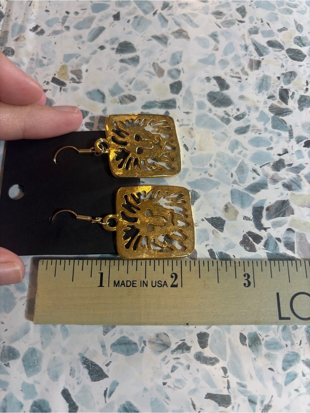 Anne Klein Gold Tone Lion Logo Dangle Earrings Statement Earrings - Picture 3 of 3
